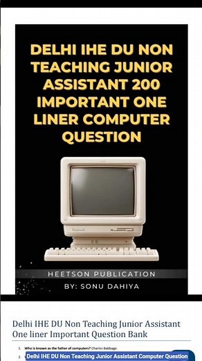 Delhi IHE DU Non Teaching Junior Assistant Computer Question Bank PDF Download
