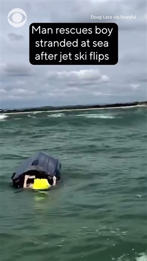 CBS News on Instagram: "A good Samaritan lent a hand to a boy who found himself stuck in the water after his jet ski flipped in Maroochydore, Queensland. “Found this kid with a flipped ski on my way home. Had to stop and coach him through it while he fought the waves,” Doug Lace, who captured this footage, wrote on Instagram. After following Lace’s directions and a few failed attempts, the boy is seen successfully flipping his jet ski to the proper position."