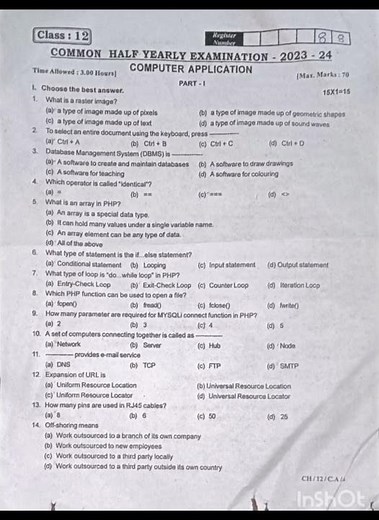 12th computer application half yearly exam question paper 2022,23🔥🔥🔥