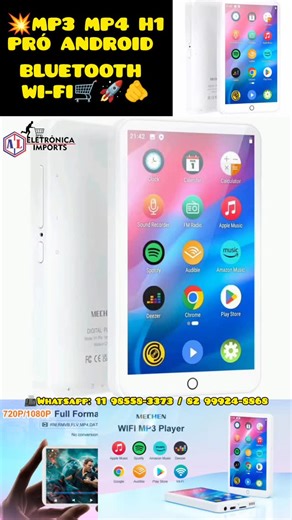 AL ELETRÔNICA on Instagram: "💯🔥MP3 MP4 PLAYER MECHEN H1 PRÓ ANDROID, PLAY STORY, BLUETOOTH, WI-FI, GOOGLE CHROME, YOUTUBE TELA 4.0" TOUCH SCREEN TOP🤩🔥 👉COMPRE AGORA O MP3 MP4 PLAYER MECHEN H1 PRÓ ANDROID NO MERCADO LIVRE:https://www.mercadolivre.com.br/up/MLBU3719742944?pdp_filters=item_id:MLB6149245012#origin=share&sid=share&wid=MLB6149245012&action=copy 🤩👉COMPRE AGORA O MP3 MP4 PLAYER TIMMKOO Q5 VERDE ANDROID NO MERCADO LIVRE:https://produto.mercadolivre.com.br/MLB-6143677206?attributes