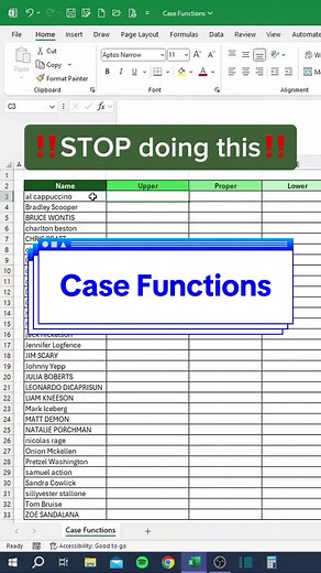 Case Functions in Excel‼️ Level up in Excel in one hour!!! 💃🏼 You’re invited to a FREE LIVE Excel class with Miss Excel! 🎉 Register Now FREE Practice Workbooks: linktr.ee/CheatSheets 🗓️ Date / Time: Tuesday, April 16 at 1:00 PM Eastern Time (ET) 📕 Topics: Pivot Tables & Data Visualization! 🗯️ Description: In this free LIVE 60-minute power-packed session, you will discover Miss Excel’s secret hacks to unleash the full power of Microsoft Excel! Miss Excel will share hidden tricks for optimiz
