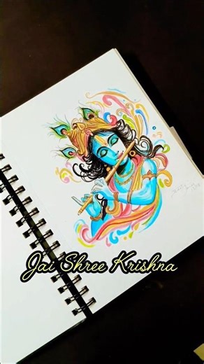 Krishna Color Drawing 🦚 #art #shorts #shortsvideo #krishnadrawing #coloring