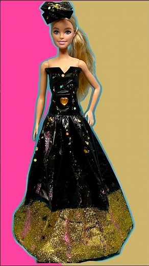 Barbie DIY| How to make a stunning dress for Barbie with a plastic bag #barbie #dollfashions