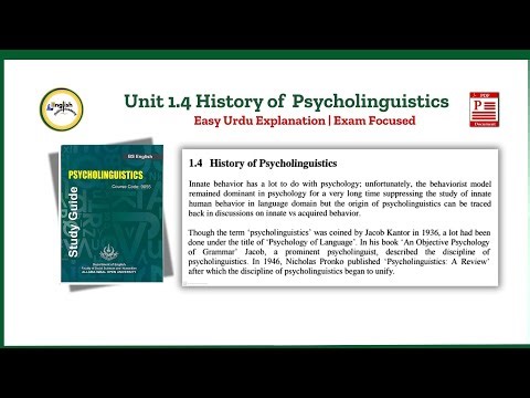 History of Psycholinguistics | Unit 1.4 | Easy Urdu Explanation | AIOU BS ENGLISH (9055)