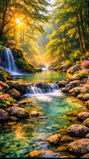 Waterfall, Flowing Water, Forest. Free Stock Video