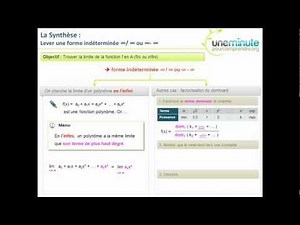 Maths Terminale S - Lever une forme indéterminée (infini) - La synthèse