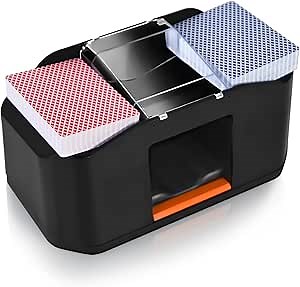 Automatic Card Shuffler 1/2 Decks, Electronic Casino Poker Card Shuffling Machine - Battery Operated for Phase10, Texas Hold'em, Poker, Home Card Games (Black)