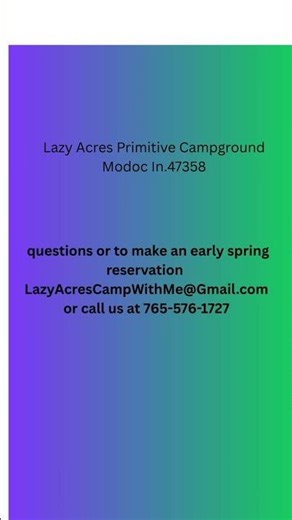 Lazy Acres Primitive Campground Modoc In.47358