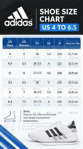 Adidas Shoe Size Chart Table for Men’s & Women’s | US, UK, EU & CM Sizes