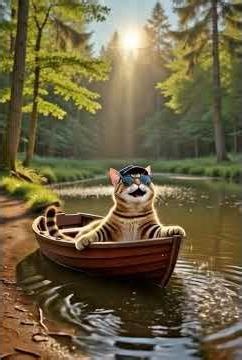 Cat Sailing on a Tiny Boat! 🐱🚤