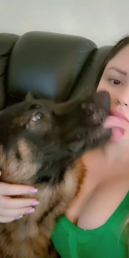 French kiss your dog #kissdog #germanshepherd #germanshepherdkisses #lovedog #puppylove