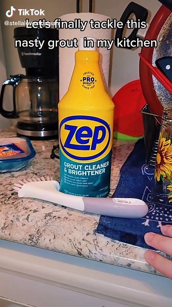 finally tackled the nasty grout in my kitchen. this took so long and although the @zepetousaofficial grout cleaner worked SO GOOD it was super hard for me to use... it hurt my skin and made me feel sick but omg it pulled up so much nastiness from my floors. I actually thought my floors were clean! I gotta go in and do it again...this was just the start. but it's looking much better & brighter in here already 😁😊🧼🧹🫧 #clean #cleantok #cleaningtiktok #cleaningvideos #cleaningvideosoftiktok #flo