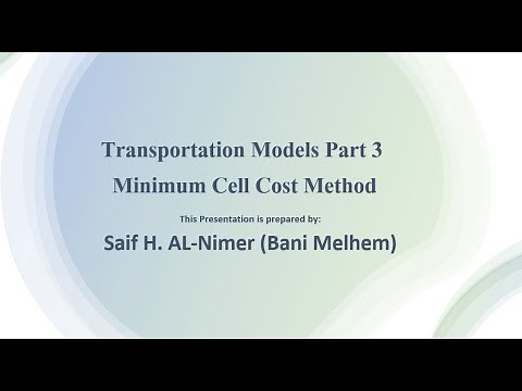 Transportation Minimum Cell Cost Method شرح