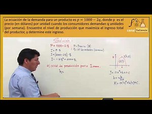 Ecuación de la demanda hallar el ingreso máximo