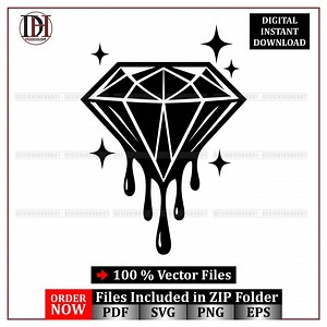 Dripping Diamond Logo: Luxury Gemstone Vector Graphic (digital Download) - Etsy