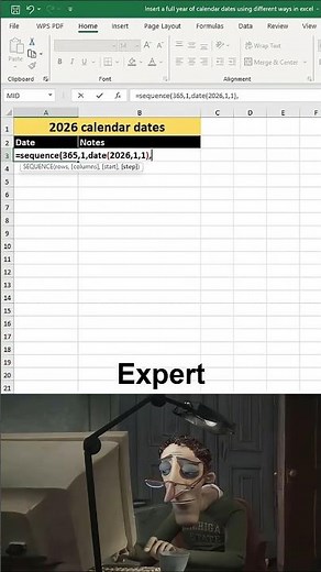 🎯 Full Year Date Sequence in Excel 📅🔥 | Easy Formula