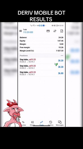 Resultats du Bot Mobile Deriv