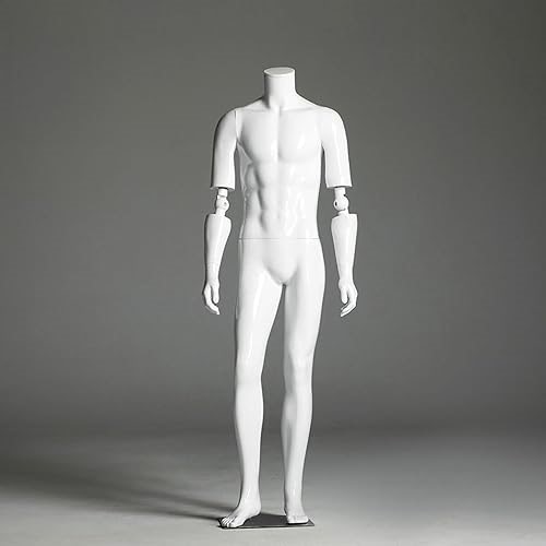 GenSDH Male Mannequin Full Body, Mannequin Body Form 74 Inches Mannequin, Realistic Head Arm Rotation Metal Base fo