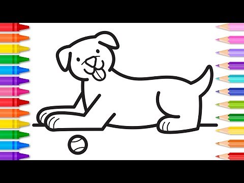 How to Draw a Dog Easy Step by Step for Kids 🐶Dog Drawing and Coloring Page for Kids