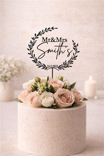 Personalisierter Hochzeitstorte Topper mit Namen & Datum, Mr & Mrs Cake Topper, Hochzeitstorte Dekoration, Rustikaler Tortenstecker für Hochzeit - Etsy.de