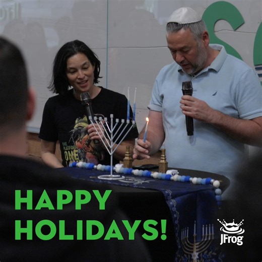 JFrog on Instagram: "🎄✨ When December brings two celebrations together, JFrog goes all in. Our offices recently gathered to honor both Christmas and Hanukkah! From the dreidel games, menorah lighting and gift giving, our teams showed up to celebrate our traditions. Happy holidays! #JFrogLife"
