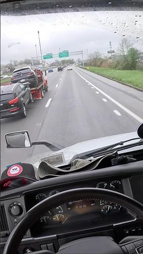 POV Trucking Ohio Rain | Small Hauler Carrying 3 Cars Overtakes #shorts