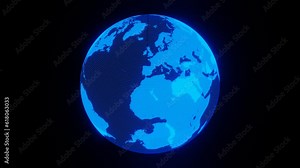 Blue with Red Alarm Earth Sci-Fi Background Loop Animation in 4K
