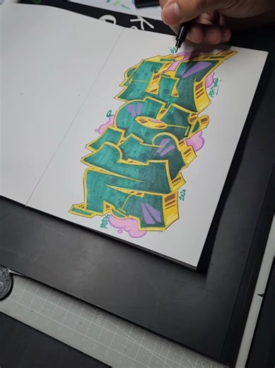 Simple 3D graffiti sketch timelapse process