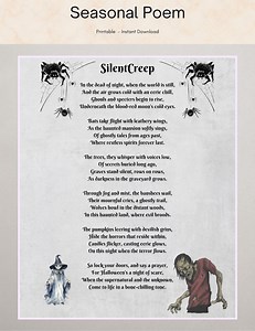 Silent Creep Scary Halloween Poem Printable 8.5 X 11 - Etsy Canada