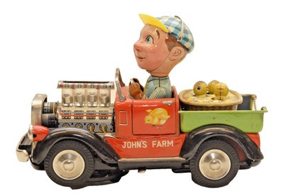 VINTAGE NOMURA, JAPANESE BATTERY-OPERATED "JOHN'S FARM" TOY TRUCK WORKING COND. | eBay