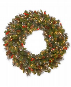 National Tree Company 36" Crestwood Spruce Wreath with 200 Clear Lights - Macy's