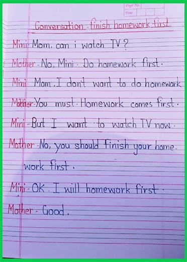 conversation finish homework #english # Handwriting