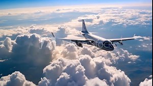 Passenger plane flies high in sky above clouds aeroplane engine full hd 4k ultra hd video download