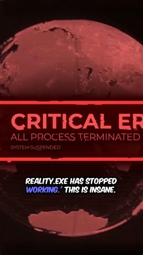 System error messages fill the sky as the city below watches the simulation fail.