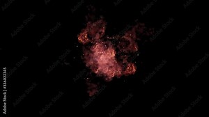 Fire and smoke burst explosion and move around the center on green screen background and black screen background 4K stock footage.