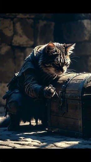 Can this sneaky cat finally open the cursed treasure chest? 🐱🗝️💎❓