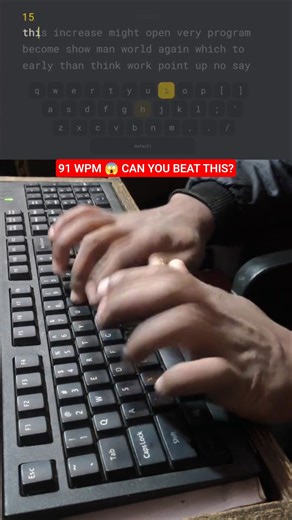 91 WPM Typing Speed 😱 | Fast Typing Shorts #typing #asmr #monkeytype #shorts #raushantypingmaster