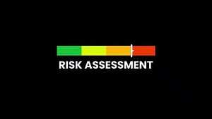 Risk Assessment Animation – Evaluation and Analysis Gauge. Animated gauge showing risk assessment.