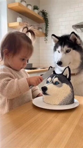 The husky thought the cake was its baby 😳🐶🎂 #huskycake #funnyhusky #dogreaction #cakevideo #viralusa #reels | Media Buzz