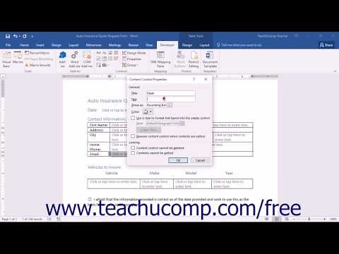 Word 2016 Tutorial Creating a Form Microsoft Training