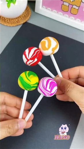 lollipop craft/mini gift #howto #kidscraft #lollipop #clayart #hanoartlab #art #foamclay