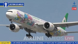 238K views · 6K reactions | Remember the EVA Air HELLO KITTY - SANRIO FAMILY livery? ✈️ We captured it during an Airline Videos Live broadcast on April 1st, 2022. The aircraft is still flying, now featuring an updated Hello Kitty livery. #airlinevideoslive #airlinevideos #laxairport #aviation #aviationgeek #aviationlovers #hellokitty | AIRLINE VIDEOS | Facebook