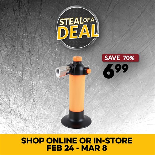 This lightweight micro torch is handy for soldering and brazing applications 🔥, no question there. But you could also use it for jewelry repairs, craft projects, heat shrink tubing… and yes, even to brown the tops of crème brûlée! 🍮 Features an adjustable flame control, a piezo igniter, built-in stand and a long 120-min. burn time! 👉 https://prnc.es/4salwm7 | Princess Auto