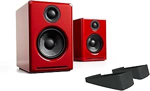 Audioengine A2+ Limited Edition Premium Powered Desktop Speaker Package (Red) with DS1 Desktop Speaker Stands