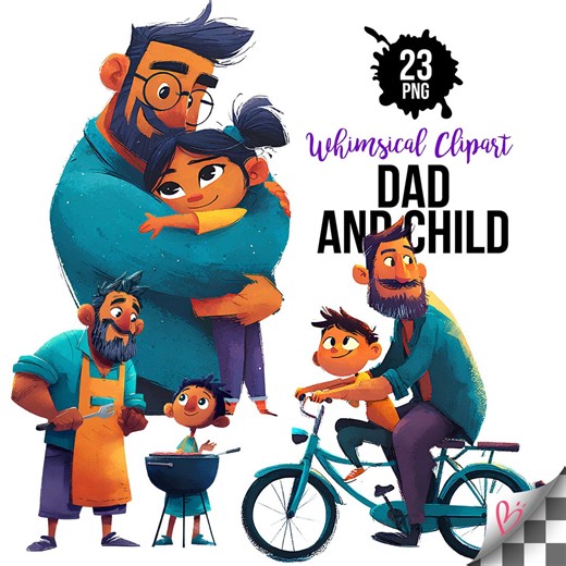 Fathers Day Clipart Bundle PNG – Dad and Child Clipart, Father Son Love Illustration, Cute Dad Life Clipart, Family PNG, Commercial, 23 PNG - Etsy