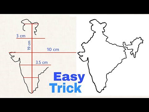 India map drawing | India map easy trick | How to draw India map easily step by step