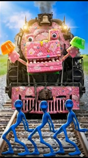 Candy Monster Train Attack! 🍭🚂💥#CandyMonster #BlueAliens #Shorts