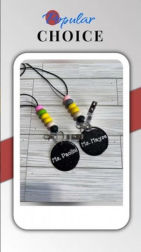 Personalized Teacher Lanyard: Silicone Beads, Glitter Charm