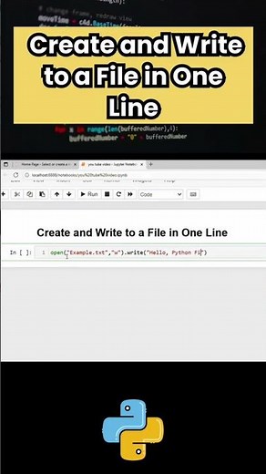 How to Create and Write to a File in Python | Python me ek line me file banaye or likhe #shorts