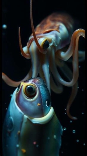 1,000m Tentacle Strike — Deep-Sea Squid Grabs a Fish Alive #animals #marinemystery #facts